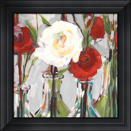 Framed Red Romantic Blossoms II Print