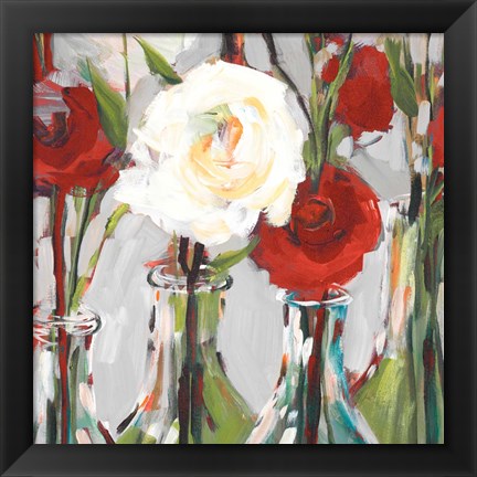 Framed Red Romantic Blossoms II Print