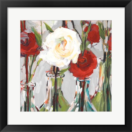 Framed Red Romantic Blossoms II Print