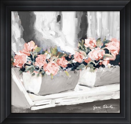 Framed Pink Floral Window Print