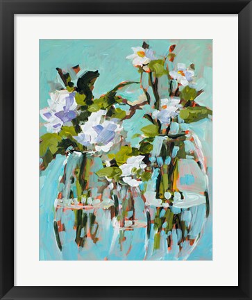 Framed Flowers In Vases Print