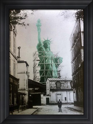 Framed Lady Liberty Construction 1885 Print