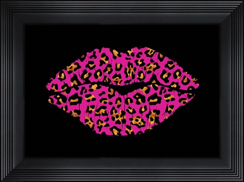 Framed Pink Leopard Lips Print