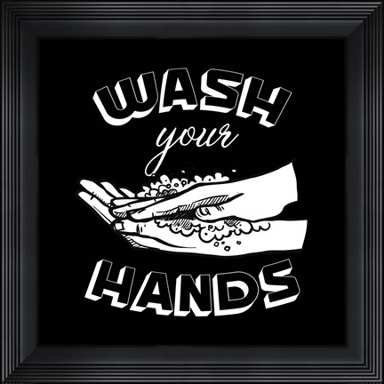 Framed Wash Your Hands BnW Print