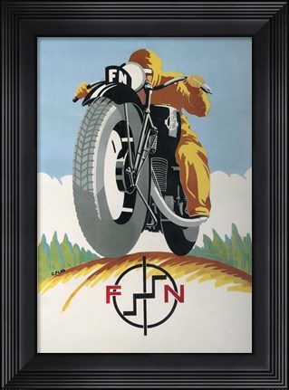 Framed Art Deco Motorcycle Ad 1934 Print