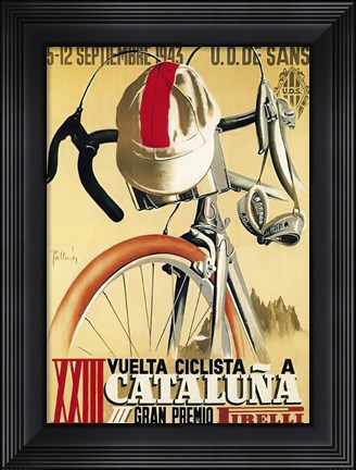 Framed Cataluna Cyclist Gran Premio Race 1943 Print