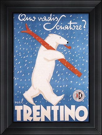 Framed Italian Polar Bear Ski Poster Print