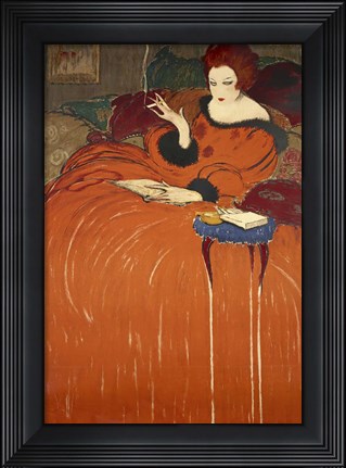 Framed Art Nouveau Smoking Woman 1919 Print