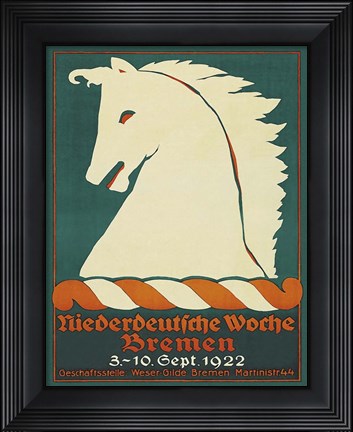 Framed German Horse Racing Print
