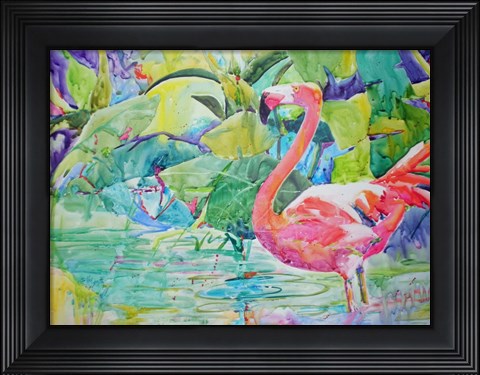 Framed Flaming Flamingo Print