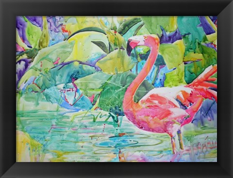 Framed Flaming Flamingo Print