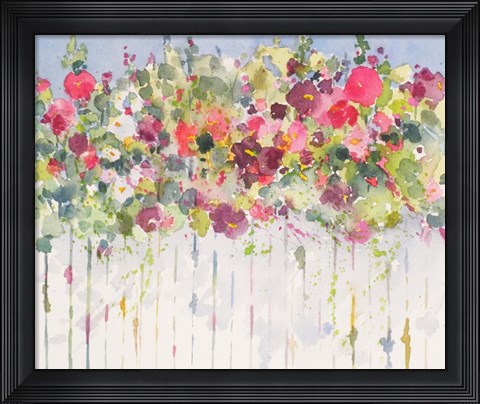 Framed Hollyhocks Over Fence Print
