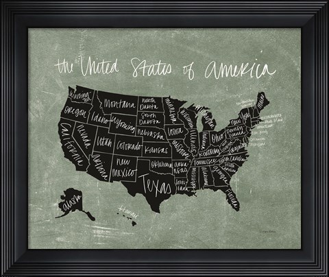 Framed Chalk USA Map Print