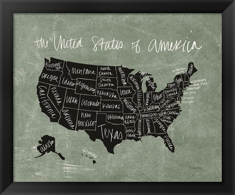 Framed Chalk USA Map Print