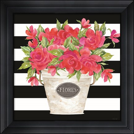 Framed Fuchsia Flores Stripes Print