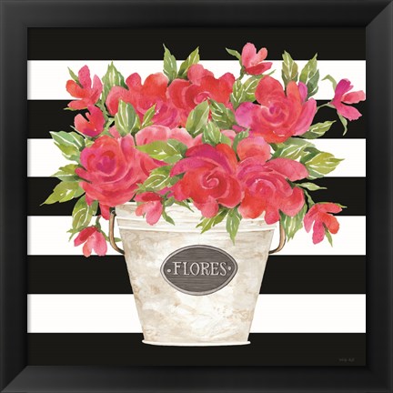 Framed Fuchsia Flores Stripes Print