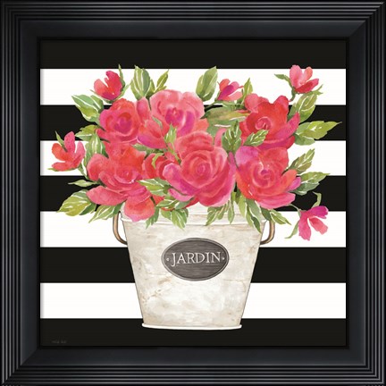 Framed Fuchsia Jardin Stripes Print