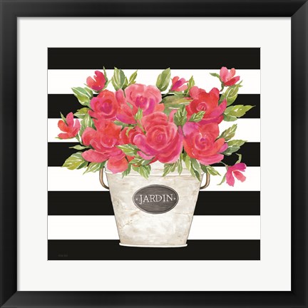 Framed Fuchsia Jardin Stripes Print