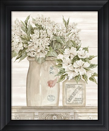 Framed Floral Country Crocks Print