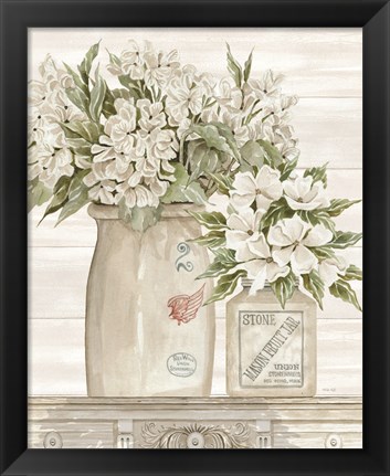 Framed Floral Country Crocks Print