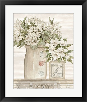 Framed Floral Country Crocks Print