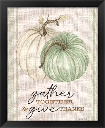 Framed Grain Sack Gather and Give Thanks Print