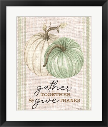 Framed Grain Sack Gather and Give Thanks Print