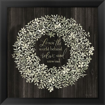 Framed Leave the World Behind Wreath Print