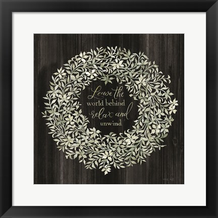 Framed Leave the World Behind Wreath Print