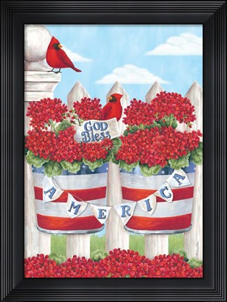 Framed Patriotic Geraniums Print