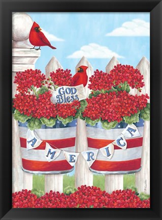 Framed Patriotic Geraniums Print