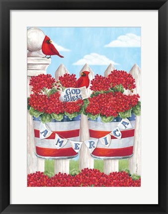 Framed Patriotic Geraniums Print