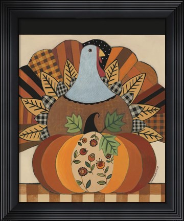 Framed Turkey and Patterned Pumpkin Print