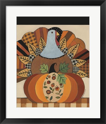 Framed Turkey and Patterned Pumpkin Print