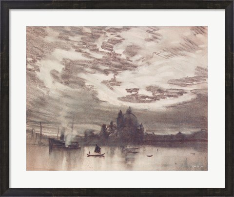 Framed Moonlight Over Venice 1 Print