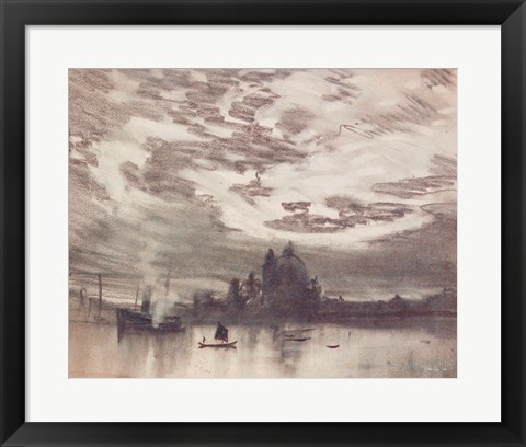 Framed Moonlight Over Venice 1 Print