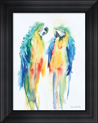 Framed Colorful Parrots I Print