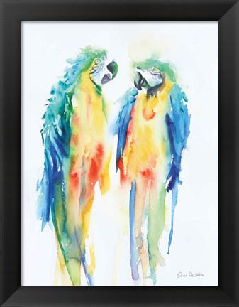 Framed Colorful Parrots I Print