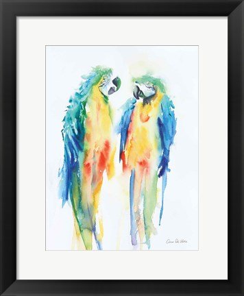 Framed Colorful Parrots I Print