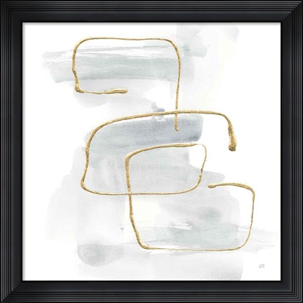 Framed Cool Gray Gold I Print