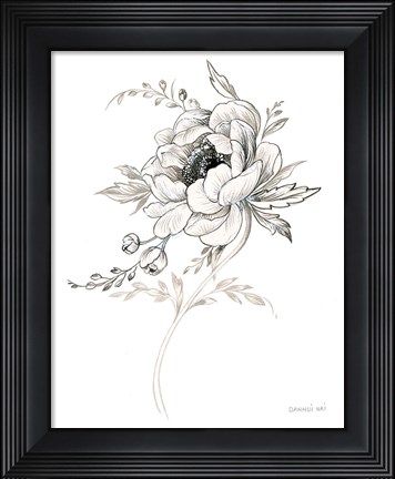 Framed Sketchbook Garden VIII BW Print