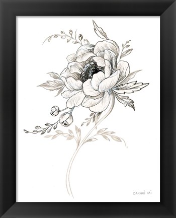 Framed Sketchbook Garden VIII BW Print