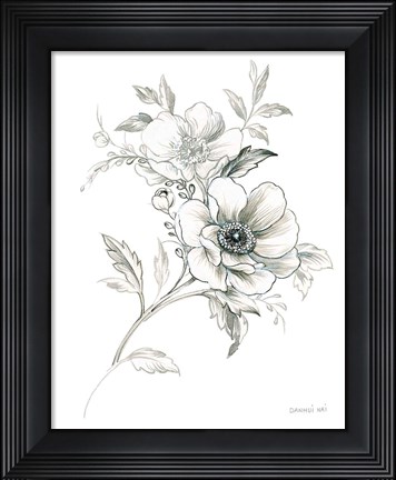 Framed Sketchbook Garden VII BW Print