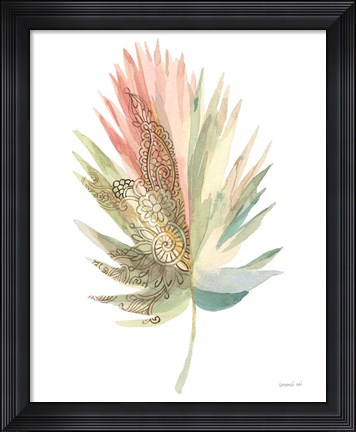 Framed Boho Tropical Leaf IV on White Print