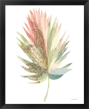 Framed Boho Tropical Leaf IV on White Print