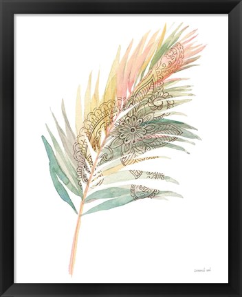 Framed Boho Tropical Leaf III on White Print