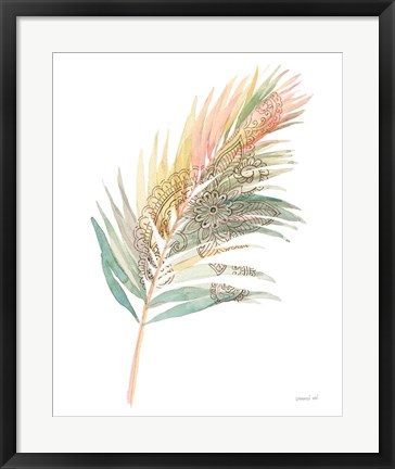 Framed Boho Tropical Leaf III on White Print