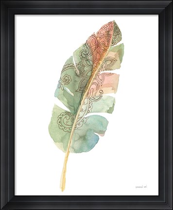 Framed Boho Tropical Leaf I on White Print