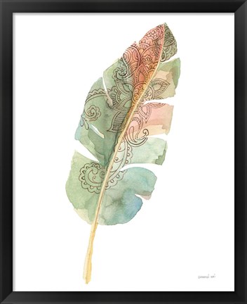 Framed Boho Tropical Leaf I on White Print