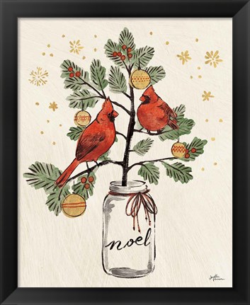 Framed Christmas Lovebirds XIV Noel Print